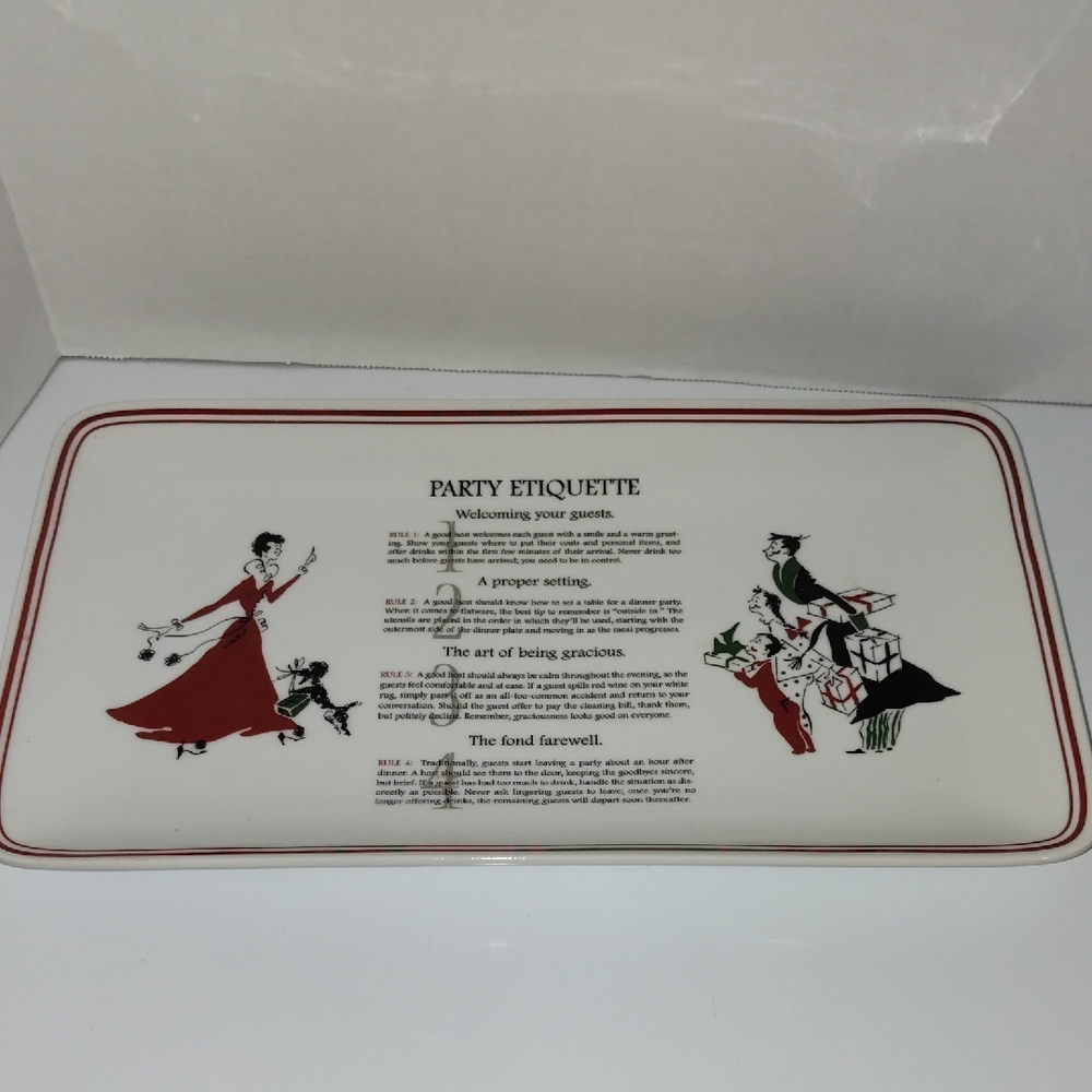 Williams-Sonoma "Party Etiquette "Hostess Rules Tray Vintage